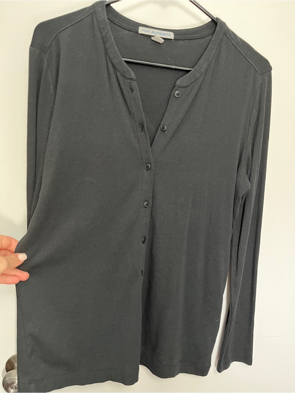 Port Authority Women's Charcoal Black Long-Sleeve Henley